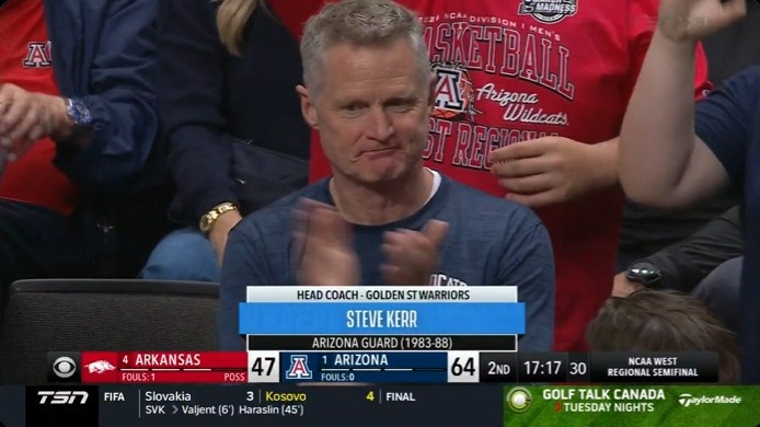 科尔现身湾区观战母校 亚利桑那大学晋级精英八强 科尔现身湾区观战母校 亚利桑那大学晋级精英八强