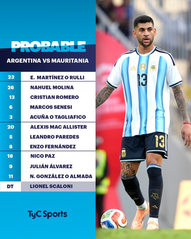 阿根廷友谊赛首发预测:阿尔瓦雷斯领衔 恩佐帕斯出战