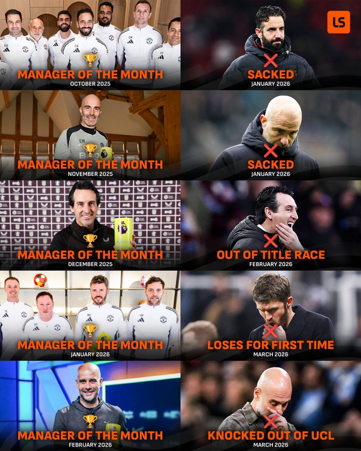 英超月最佳主帅魔咒持续显灵 阿莫林马雷斯卡下课瓜帅欧冠出局 英超月最佳主帅魔咒持续显灵 阿莫林马雷斯卡下课瓜帅欧冠出局