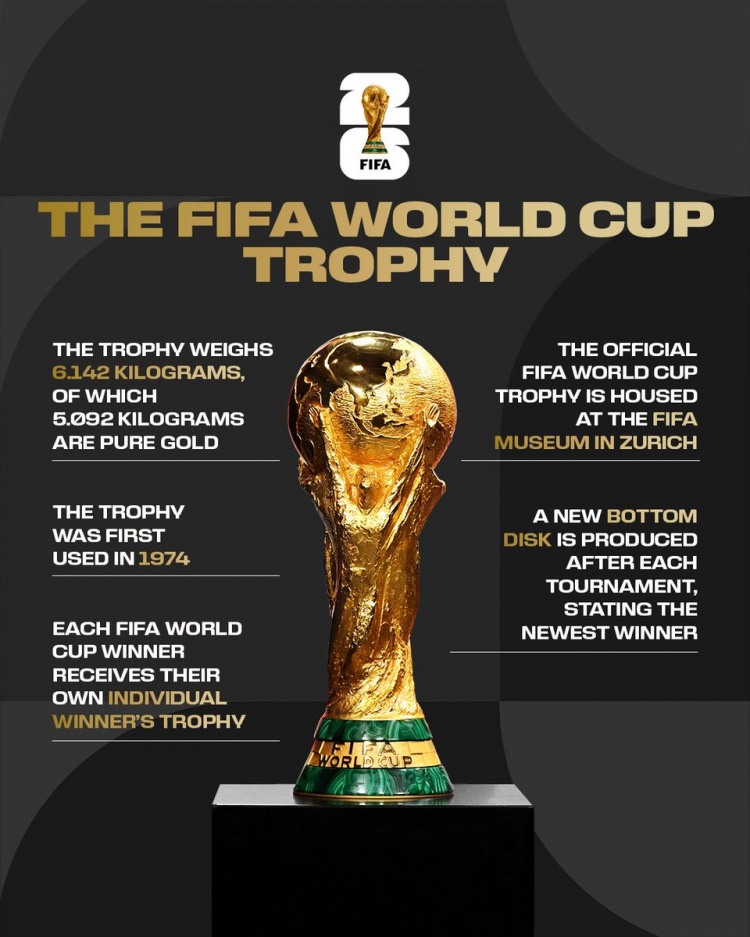 国际足联披露大力神杯核心参数 纯金占比超八成 国际足联披露大力神杯核心参数 纯金占比超八成