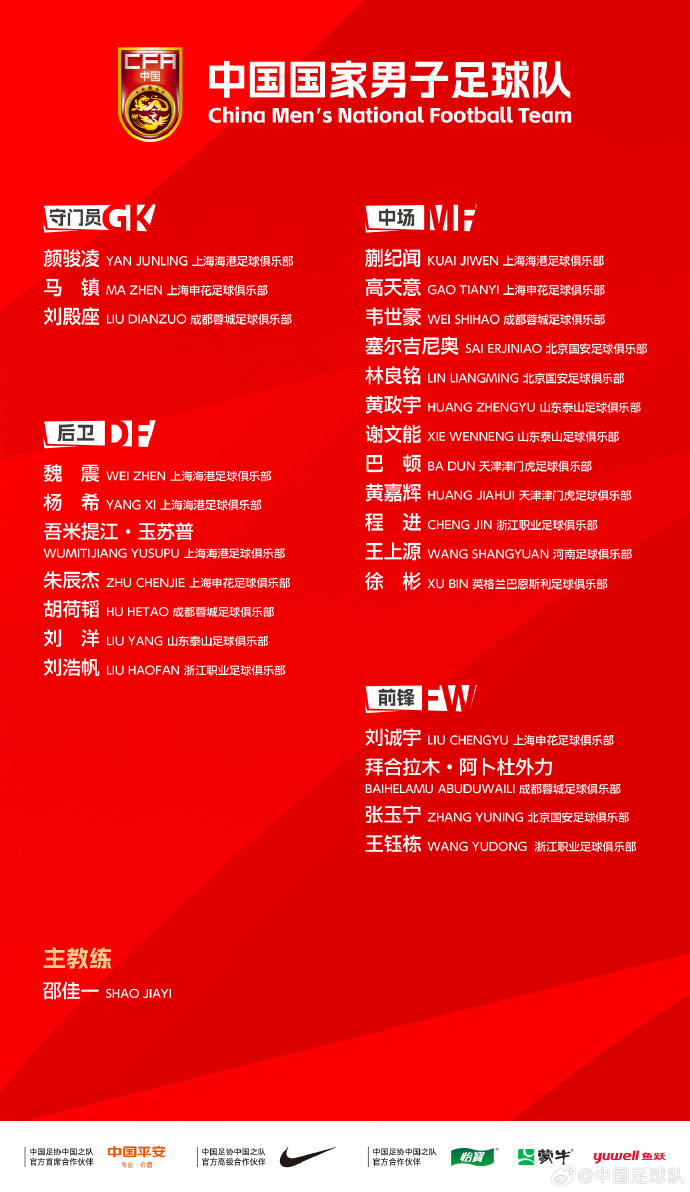 马镇国足中超双线零出场 颜骏薛庆浩占据主力