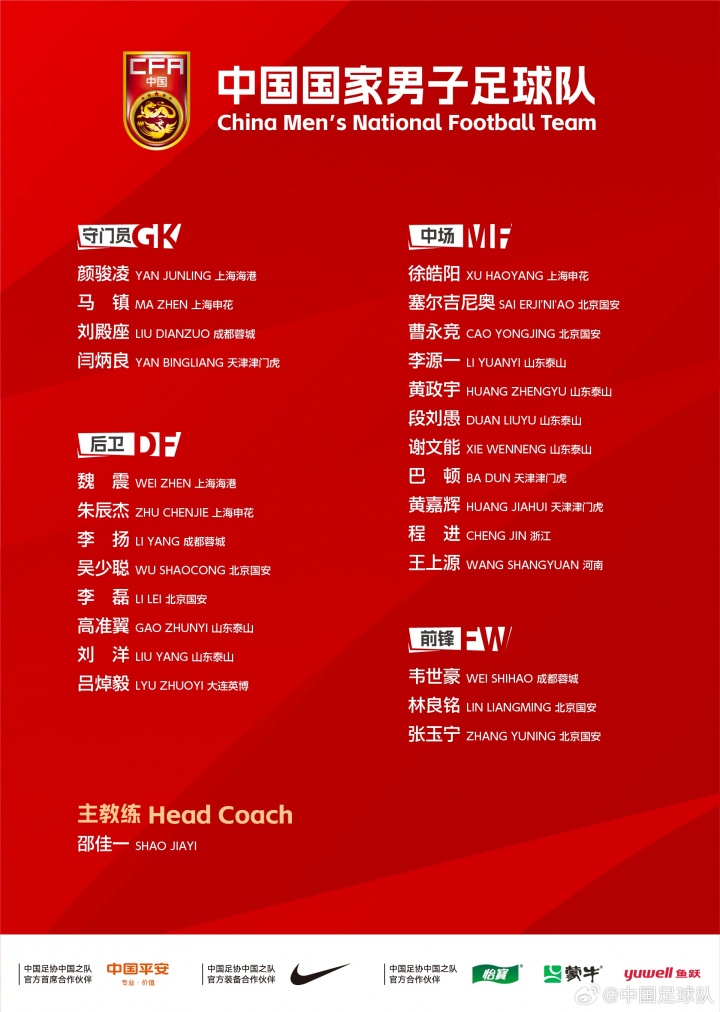 马镇国足中超双线零出场 颜骏薛庆浩占据主力