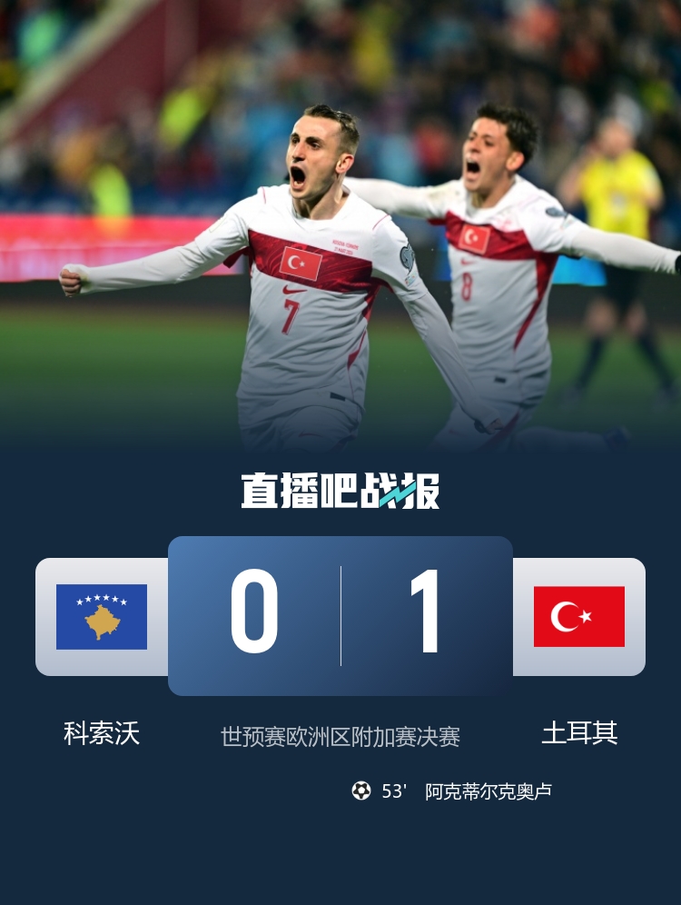 阿克蒂尔克奥卢一锤定音 土耳其1-0科索沃24年后再进世界杯