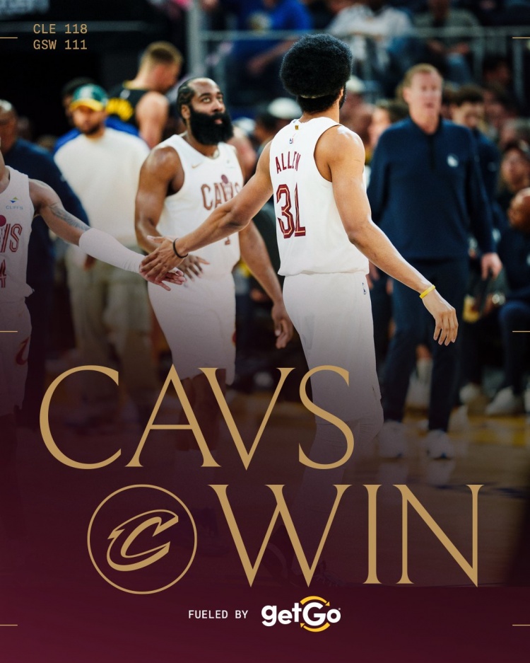 骑士主场力克勇士 哈登阿伦高效表现登官方海报