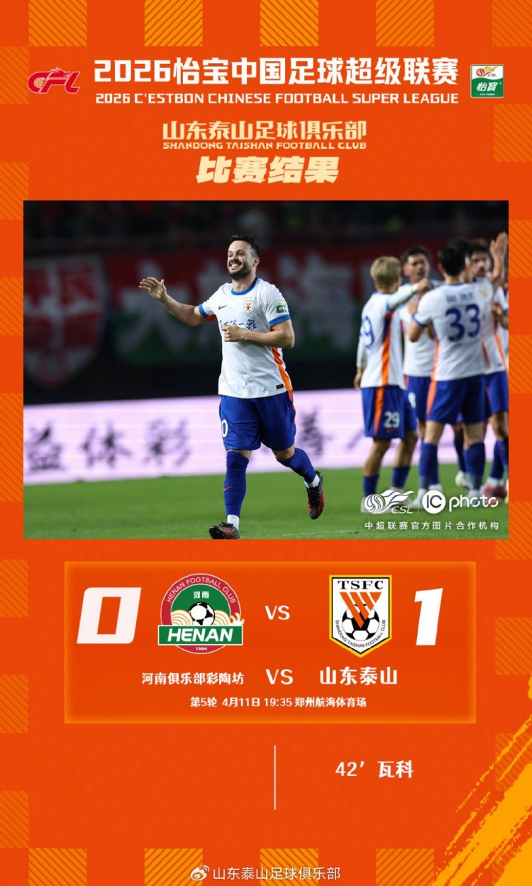 瓦科吊射破空门 泰山客场一球小胜河南 瓦科吊射破空门 泰山客场一球小胜河南